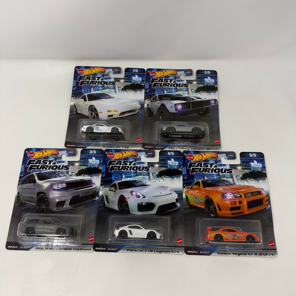 Hot Wheels Premium Fast & Furious 2023 Mix 1 Complete Set of 5 Real Riders